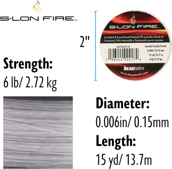 The Beadsmith S-Lon Fire – Braided and Fused Clear Bead Thread - Image 2